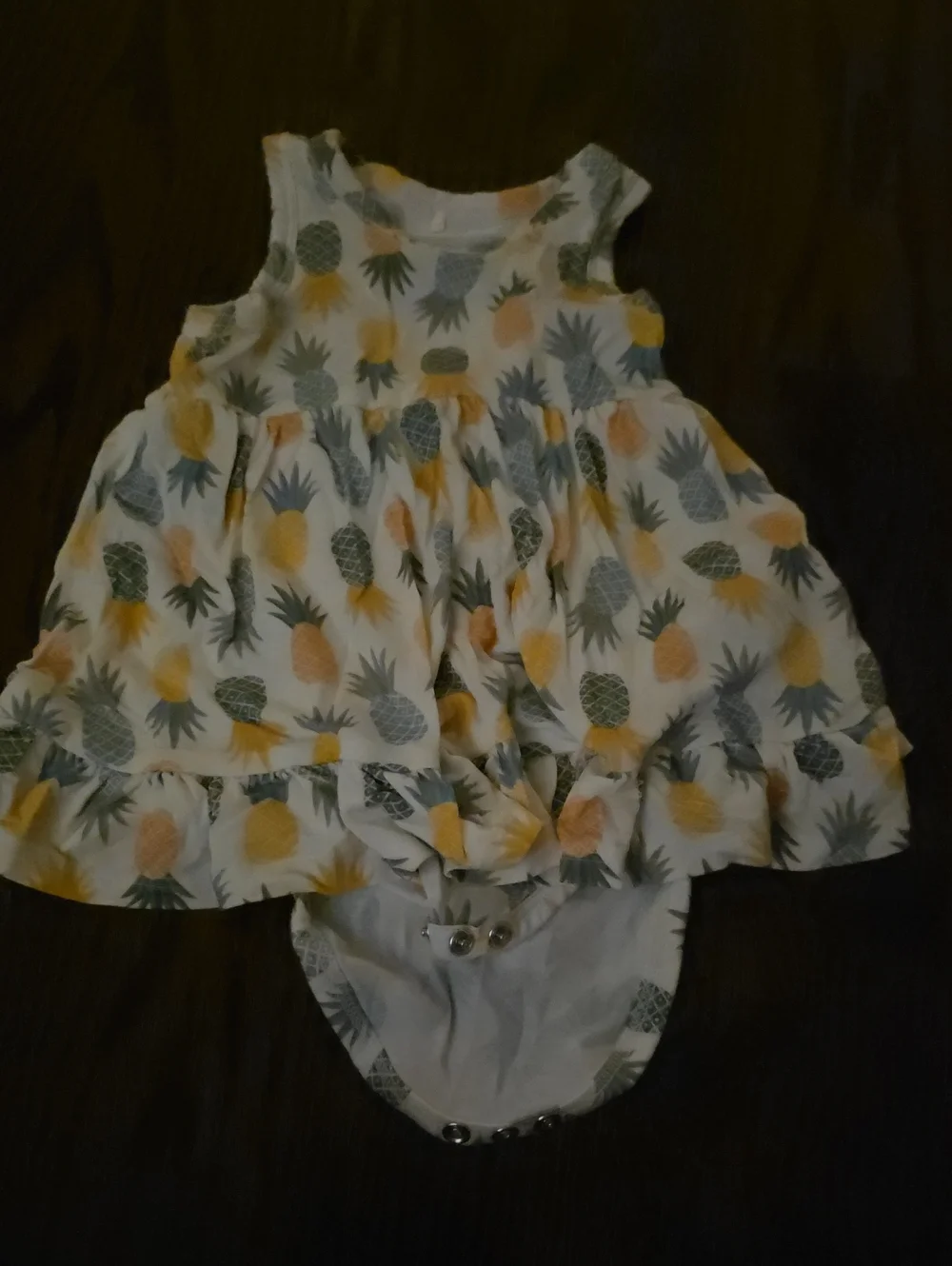 Posh Peanut Pineapple Print Sundress Bodysuit - Yellow & Green